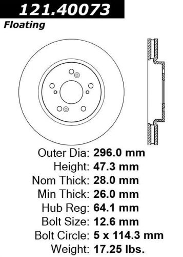 Centric parts 121.40073 front disc brake rotor