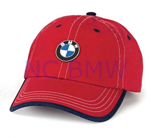 Bmw genuine logo oem factory original kids&#039; chino cap hat / red/navy blue