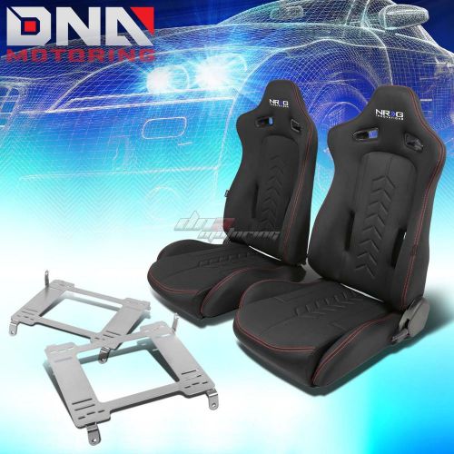 Nrg black reclinable racing seats+full stainless bracket for 05+ gt500 mustang