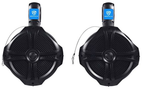 Pair rockville rwb80b 8&#034; black 2 way 600 watt marine wakeboard tower speakers