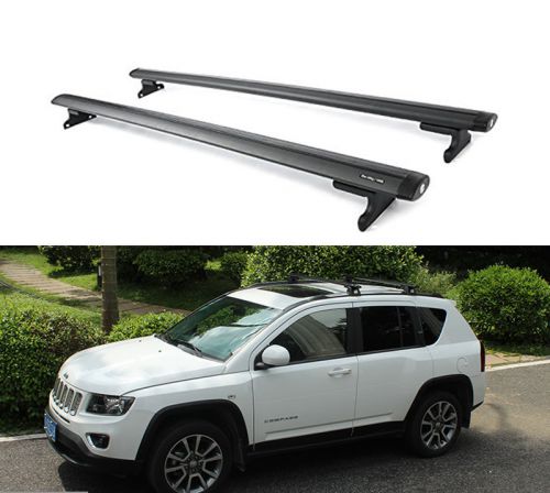 For 11-15 jeep compass black roof top rack x cross bar luggage carrier aluminum