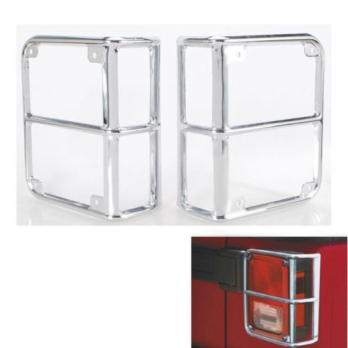 Jeep wrangler jk 07-16 pair silver light guards rear taillights trim covers