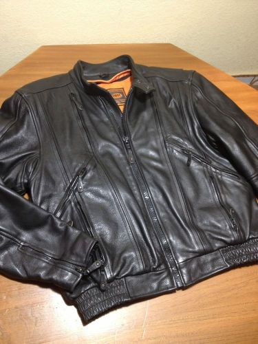 First manufacturing vented leather men&#039;s m classic motorcycle jacket black liner