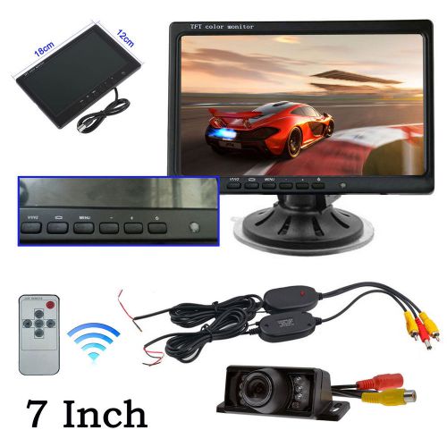 Wireless car rearview system 7&#034; lcd monitor ir backup reverse parking camera kit