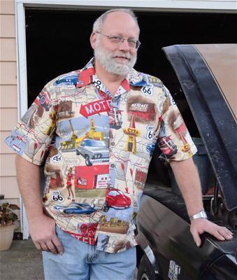 Ghh shirt button down cotton rayon short sleeve brown tan route 66 men's 2xl ea