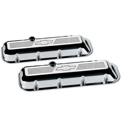 Billet spec valve covers stock h billet aluminum bowtie emblem chevy bb pr 96021