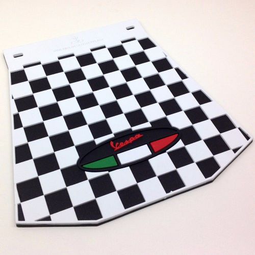 Vespa piaggio aftermarket rubber mud flap splash guard thick 3d white chequered