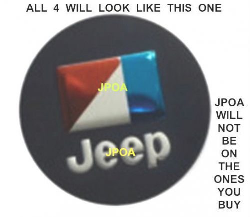 Amc red white blue logo + silver jeep script + black background 4 decal stickers