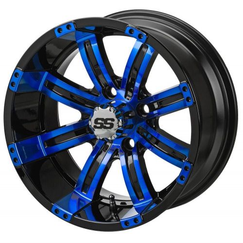 14" black/blue tempest golf cart wheel