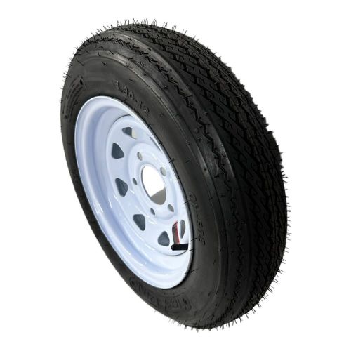 Trailer tire on rim 4.80-12 load range b bias 480-12 5 lug white spoke wheel