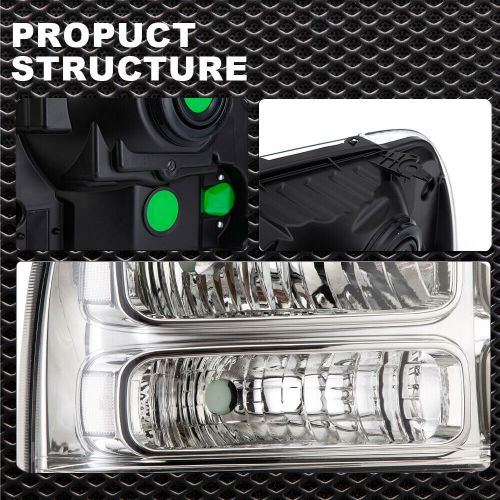 Clear Corner Chrome Headlights Fit For 2005-2007 Ford F-250 F-350 Super Duty, US $53.58, image 2