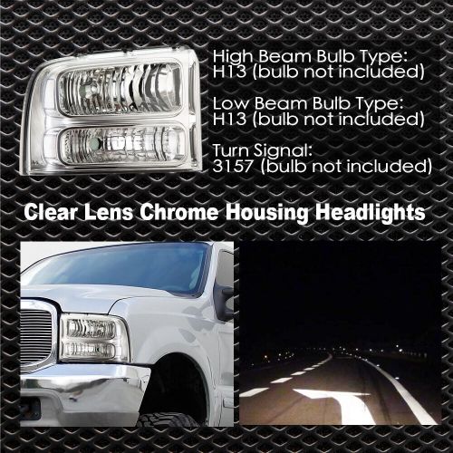 Clear Corner Chrome Headlights Fit For 2005-2007 Ford F-250 F-350 Super Duty, US $53.58, image 3