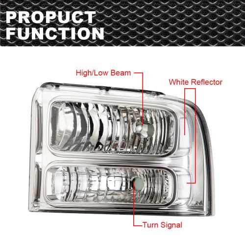Clear Corner Chrome Headlights Fit For 2005-2007 Ford F-250 F-350 Super Duty, US $53.58, image 7