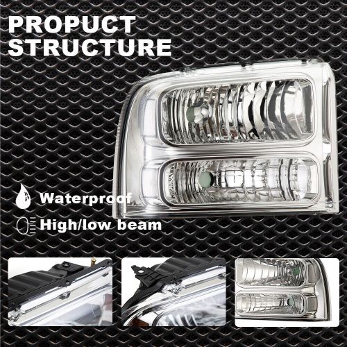 Clear Corner Chrome Headlights Fit For 2005-2007 Ford F-250 F-350 Super Duty, US $53.58, image 9