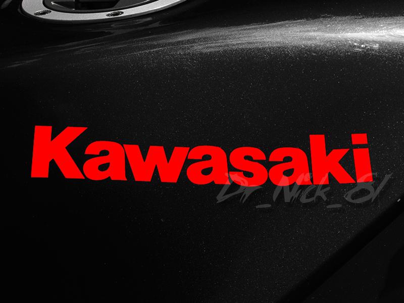 Kawasaki motorcycle 2 @ 6.75" x 1.06" vinyl decal sticker - red