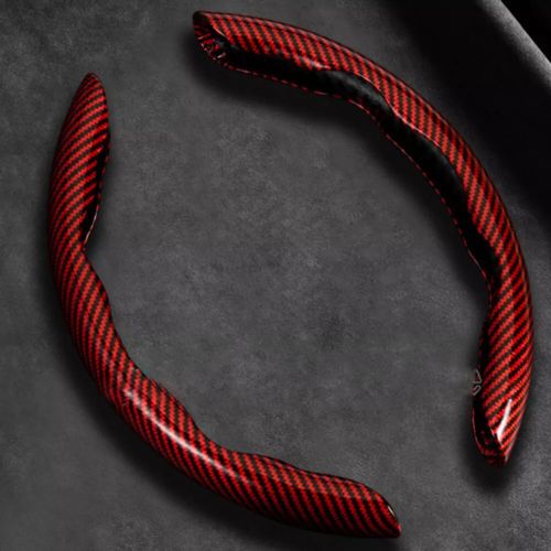 2PCS 38cm Red Anti Slip Lining Carbon Fiber Car Steering Wheel Cover, US $15.37, image 3