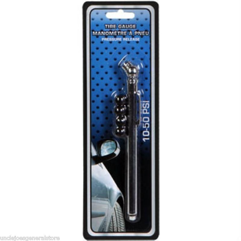 New tire gauge tool, 10-50 psi "pressure release" with 4 valve caps included