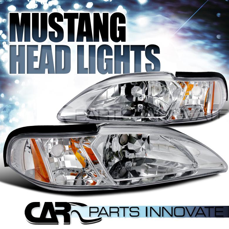Ford 94-98 mustang one piece 2in1 crystal clear lens headlights corner lamp