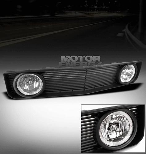 2005-2009 ford mustang v6 black front hood grille+chrome halo fog light+harness