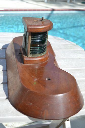 Vintage Chris Craft Perko Red/Green Boat Bow Light mounted on teak/mahogany wood, US $199.99, image 3