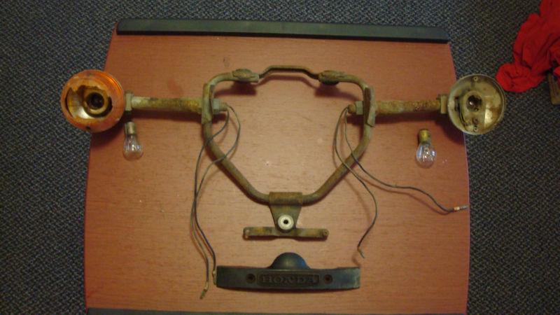 Vintage honda cb360 headlight turn signal mount with signals and nameplate!!!