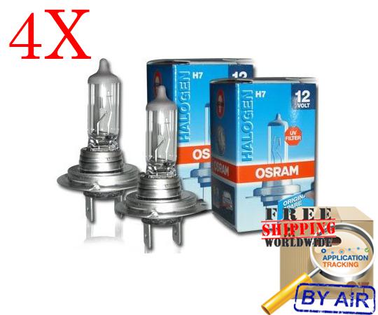 X 4 genuine osram h7 halogen light bulb with uv filter made in germany 55w 64210
