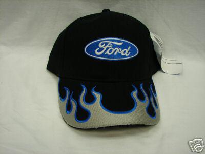 Ford black hat with gray flames 
