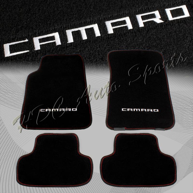 2010-2013 chevy camaro 4 piece black non-skid backing floor mats carpet cloth