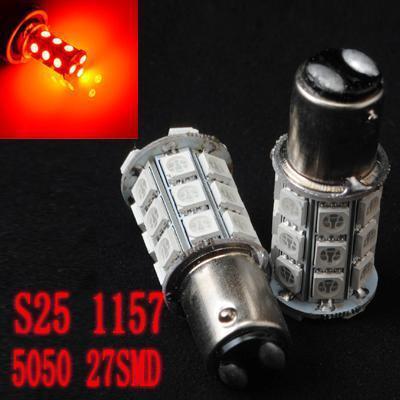 2x1157 s25 pure red 5050 27smd stop tail brake turn led car light bulb lamp 12v