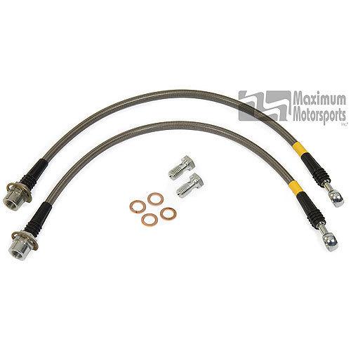 1987-93 mustang maximum motorsports stainless braided front brake hoses