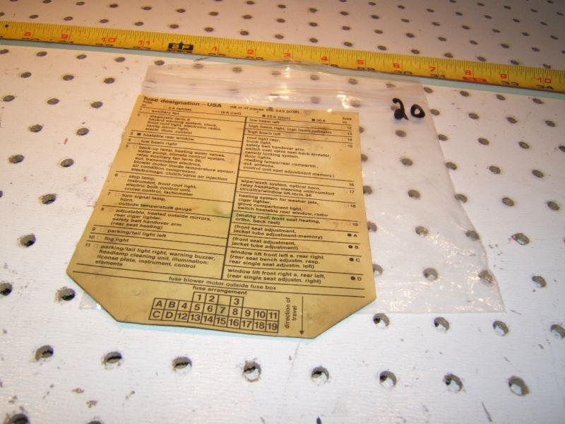 Mercedes w126  fuse desgnation 1 sheet  usa version 2 lg,1 sheet only,1265452000