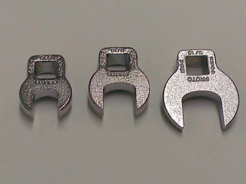 3 x new proto 3/8" drive open end crow foot wrenches 11/16" 9/16" 7/16" 