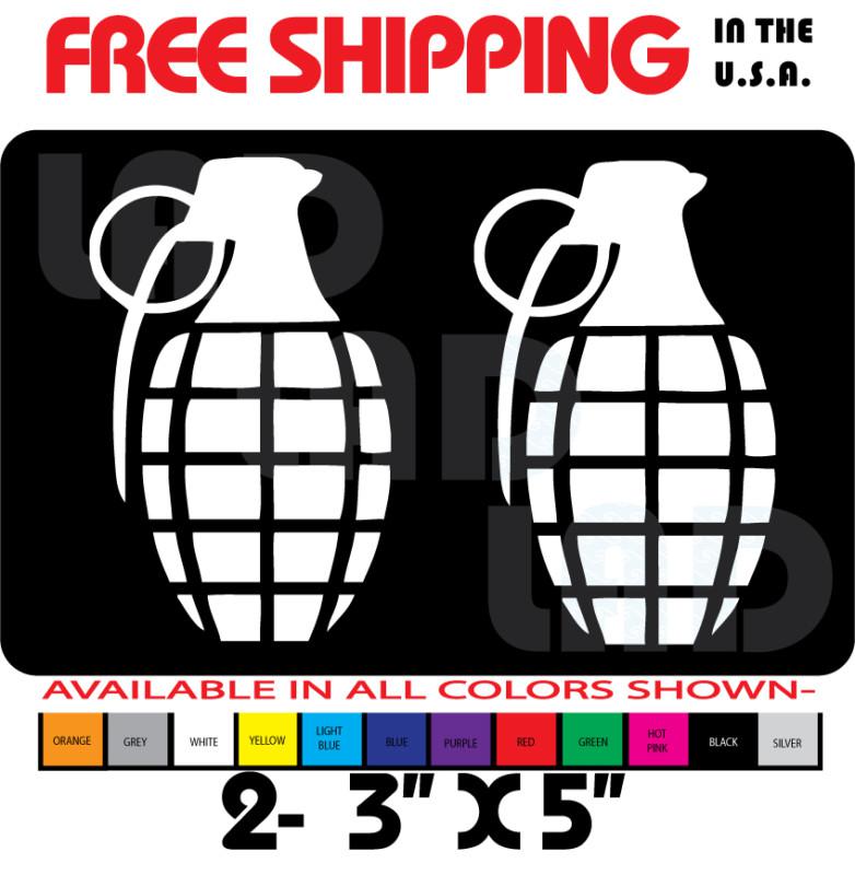 2- grenade decal sticker 3" x 5" white chevy chevrolet nissan