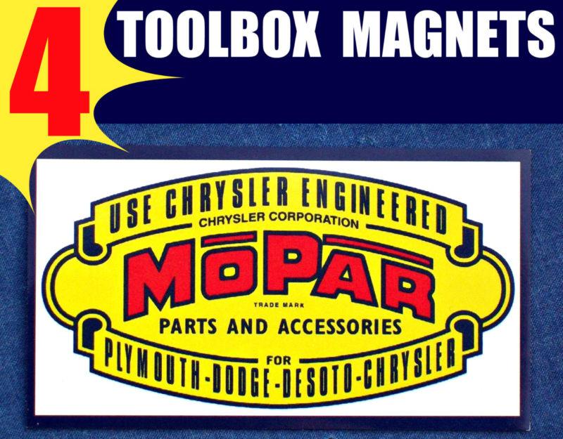 4 mopar 1937 - 1947 parts logo toolbox magnet ► 30s chrysler plymouth dodge sign