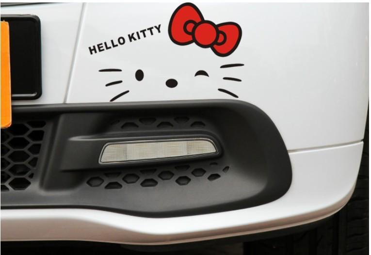 Carbon hellow kitty beard type rear window stickers - red and black cover sticke