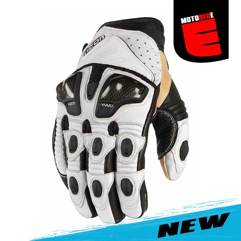 Icon overlord motorcycle riding short glove white tan medium med m