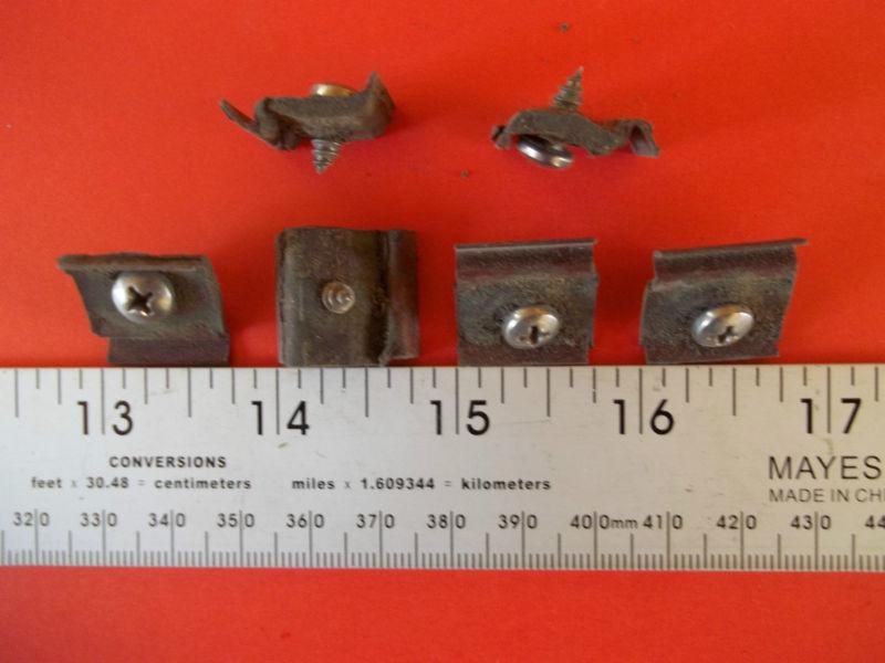 Vintage moulding clips or fasteners (metal 6 clips with screws)