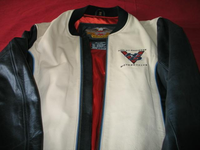  ladies harley davidson leather jacket medium black and cream