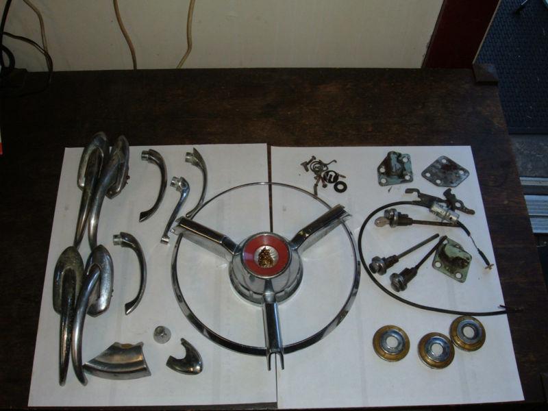 1954 plymouth belvedere horn ring door handles exterior and interior bezels misc