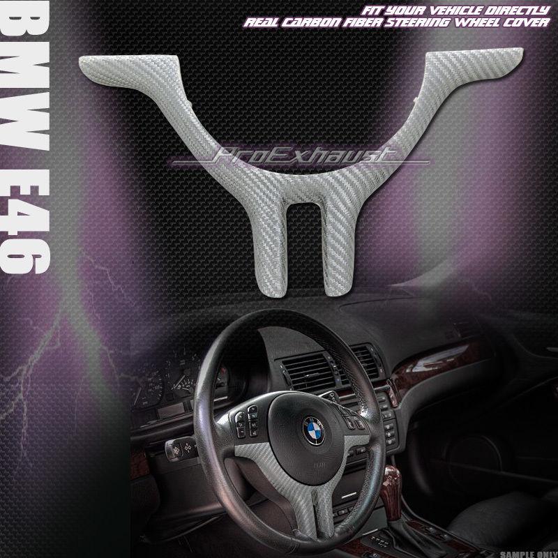 Silver carbon fiber 3-spoke steering wheel cover bmw 3/5-series e46 e39 m3 m5