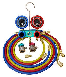 Mastercool 293996-pb-cl deluxe dual aluminum 96" gauge set