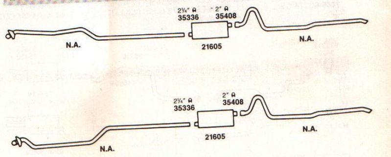 1966-68 pontiac bonneville & executive dual exhaust, aluminized w/resonators 389