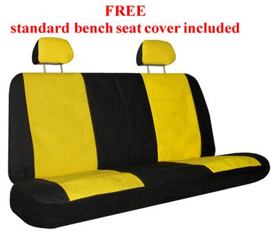 Yellow Black Car Seat Covers Set w/ Steering Wheel Cover & Belt Shoulder Pads #1, US $46.93, image 2