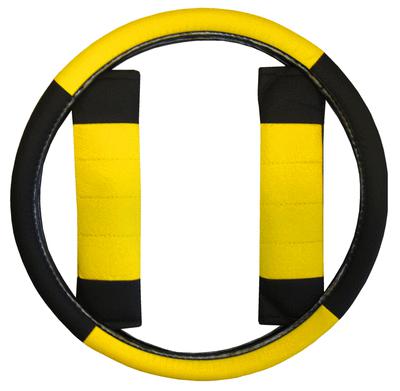 Yellow Black Car Seat Covers Set w/ Steering Wheel Cover & Belt Shoulder Pads #1, US $46.93, image 8