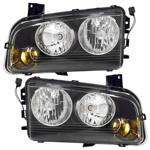 Purchase New Pair Set Halogen Headlight Lens Housing Assembly DOT 0610 Dodge Charger in Dallas