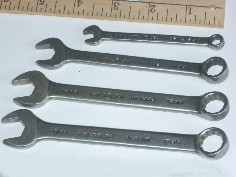 4  matco combination 12 point  metric wrenches  6, 11, 12, 13  .....wc6m2