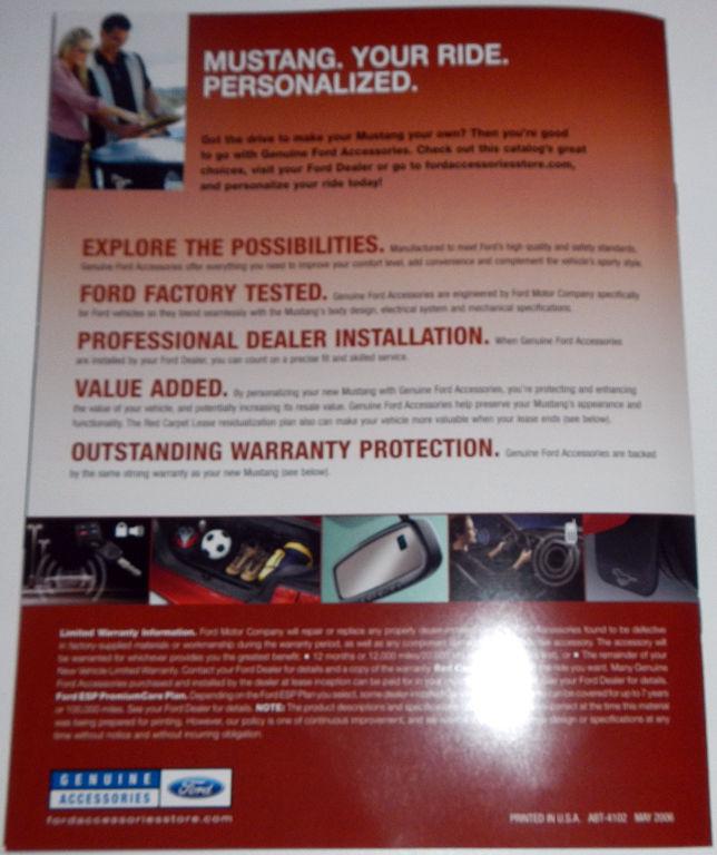 Purchase 2007 FORD MUSTANG ACCESSORIES BROCHURE in Clawson, Michigan