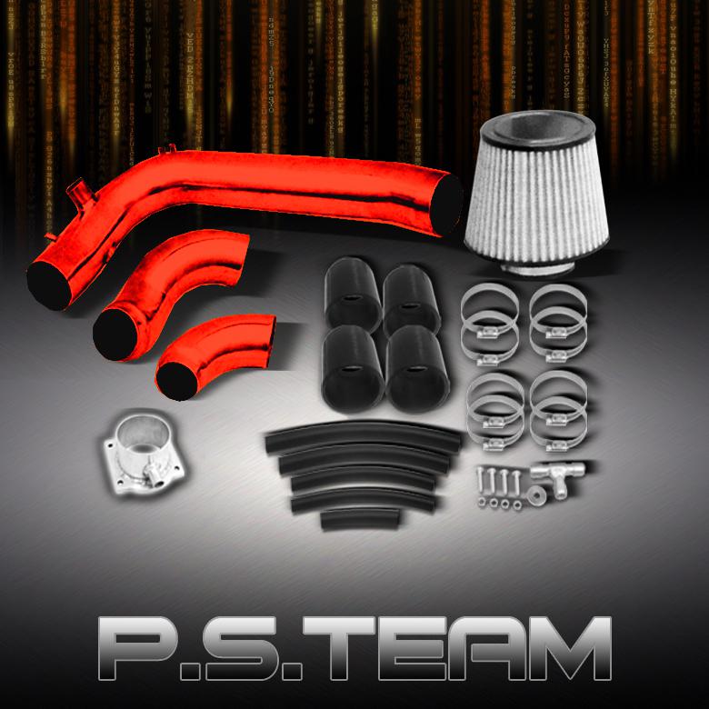 91-94 240sx s13 2.4l  red cold air intake+stainless washable mesh cone filter
