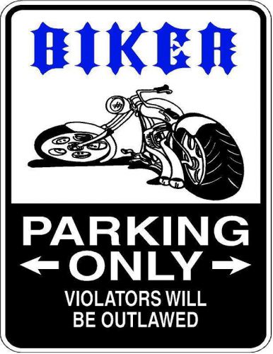 "biker parking only" metal sign- 9"x12" - free shipping (a)