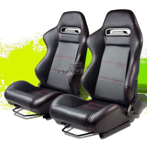 Type-r pvc leather+stitch jdm sports racing seats+adjustable slider rails set